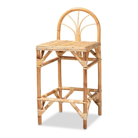 Baxton Studio Seville Modern and Contemporary Natural Finished Rattan Counter Stool 185-11876-Zoro